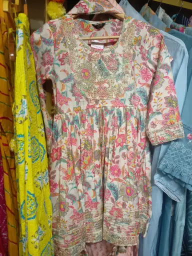 Kurta Sharara Bridge Embroidery Print