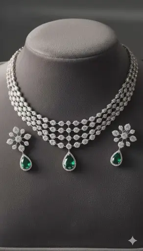 Necklace Kundan Green